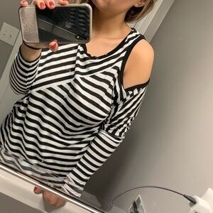 Snooki | Open shoulder long sleeve shirt